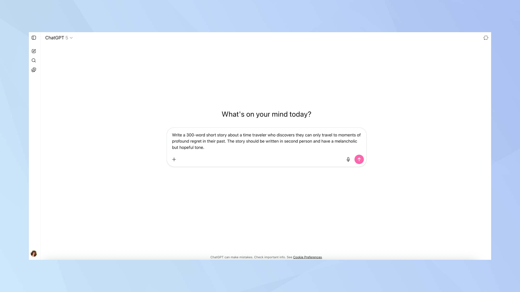 GPT-5 creative writing prompt