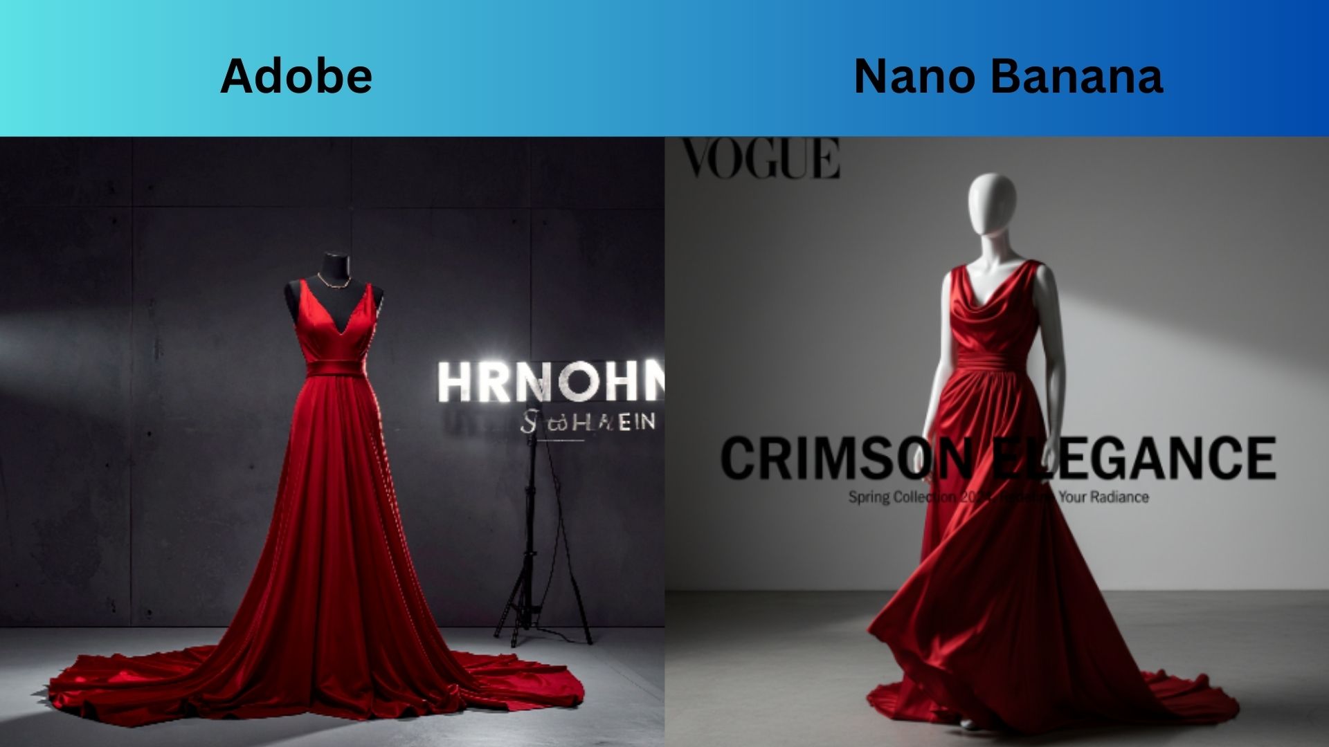 لقطة شاشة لمقارنة توليد الصور بين Adobe و Nano Banana