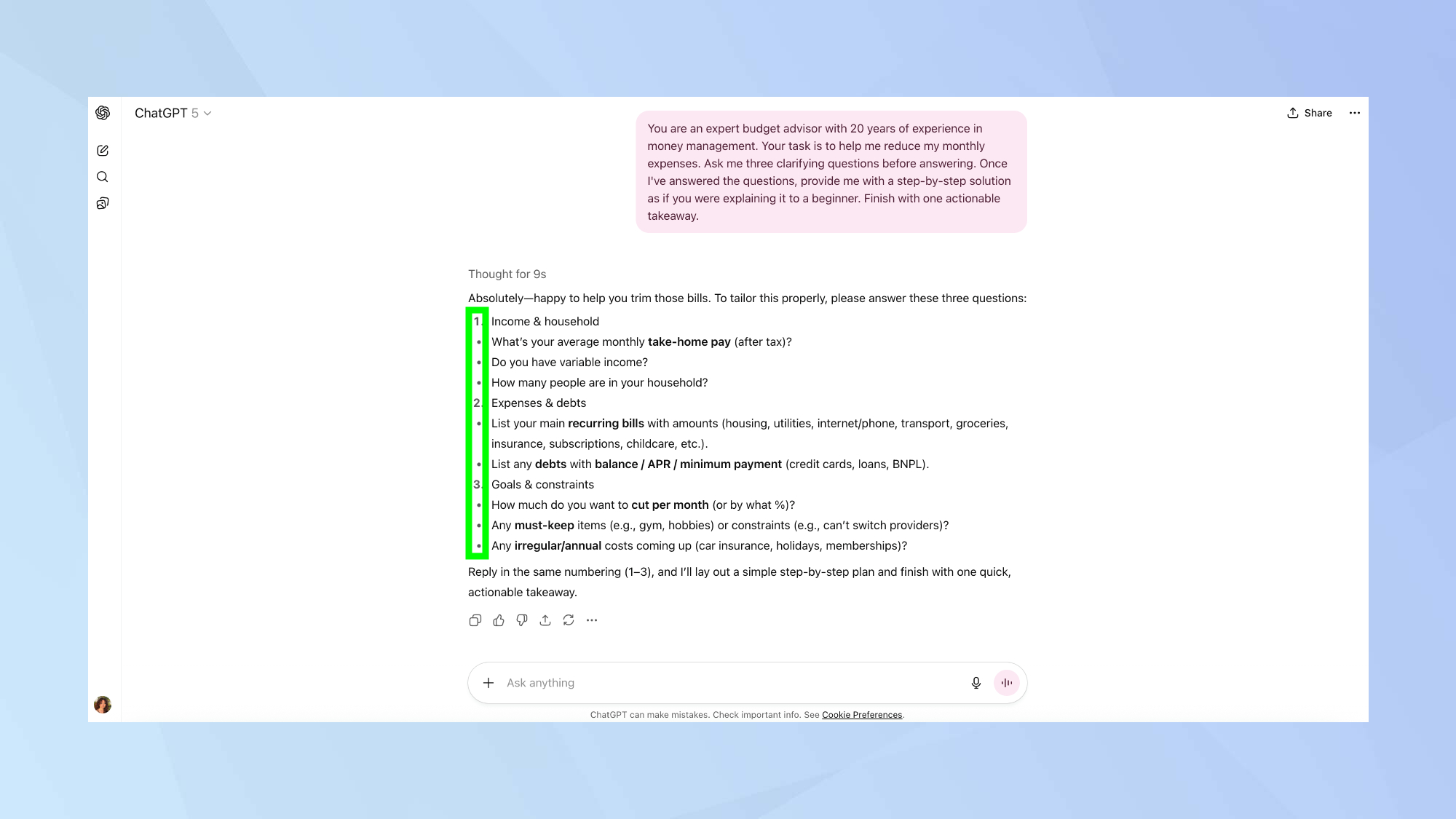 أسئلة الوضع الاحترافي في ChatGPT