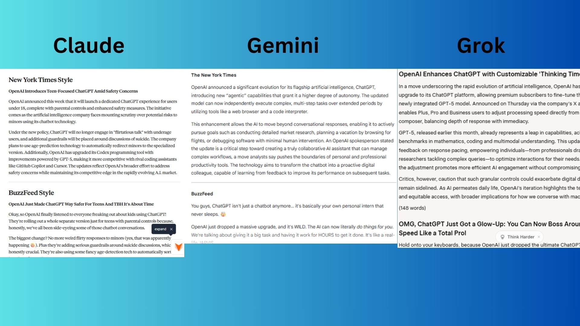 لقطة شاشة لمواجهة بين Claude و Gemini و Grok