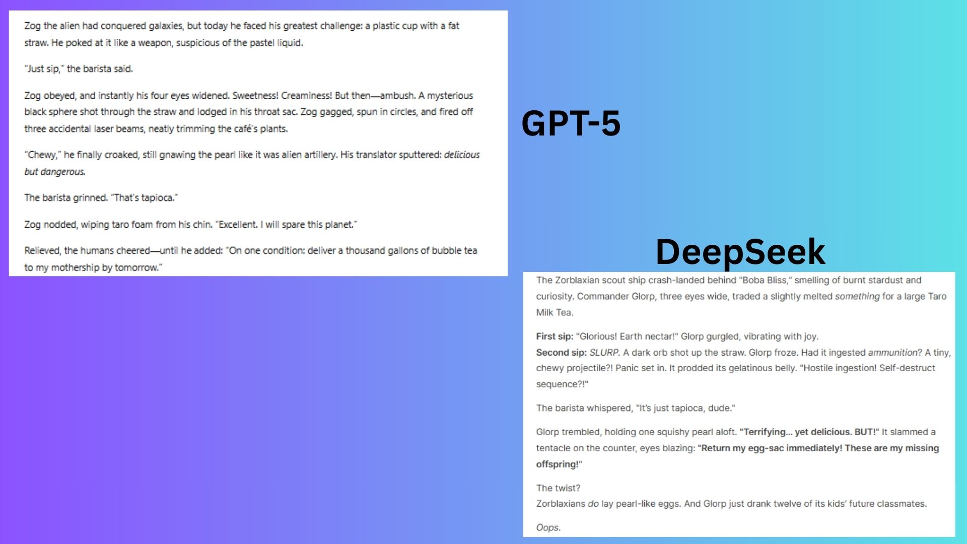 GPT-5 vs deepseek screenshot