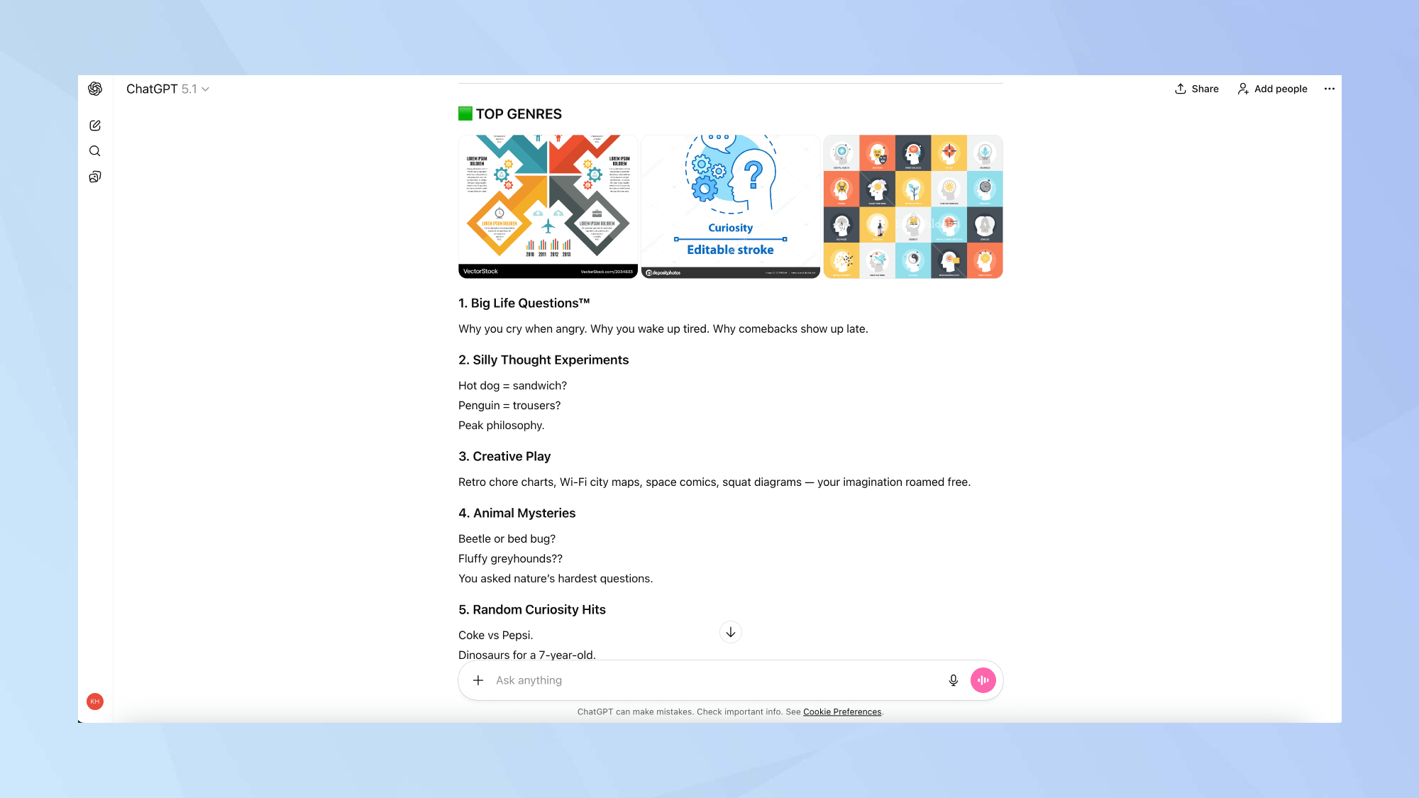 بطاقات الرسوم البيانية لنتائج ChatGPT Wrapped