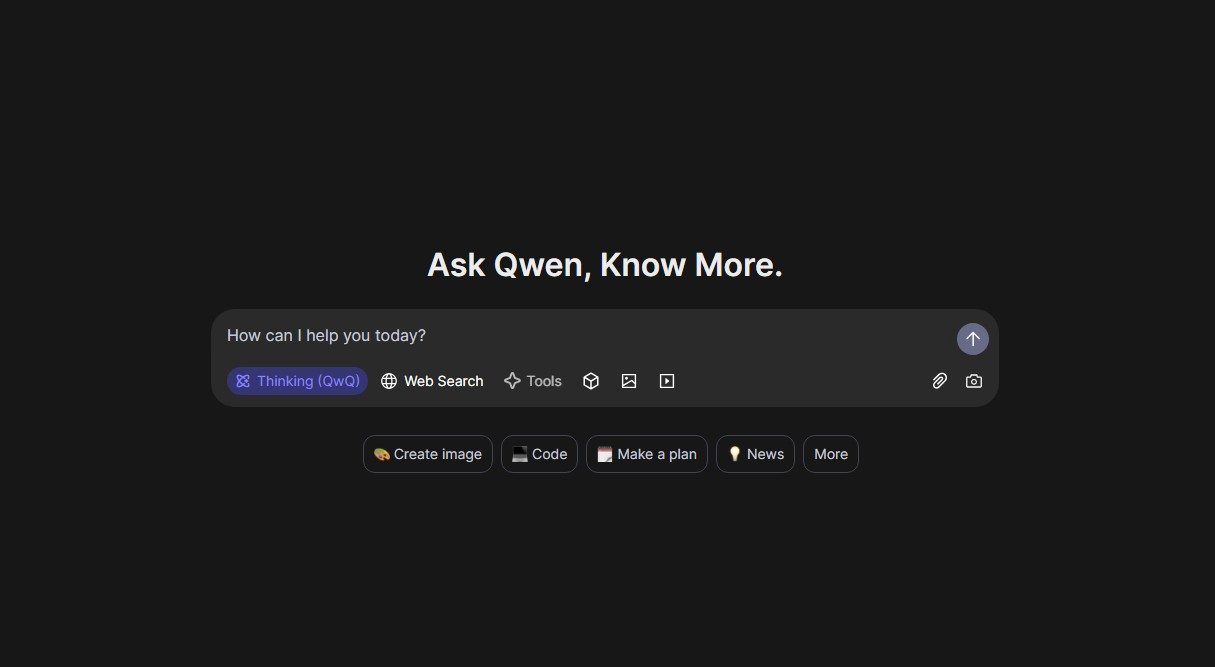 لقطة شاشة من Qwen Chat الخاص بـ Alibaba.
