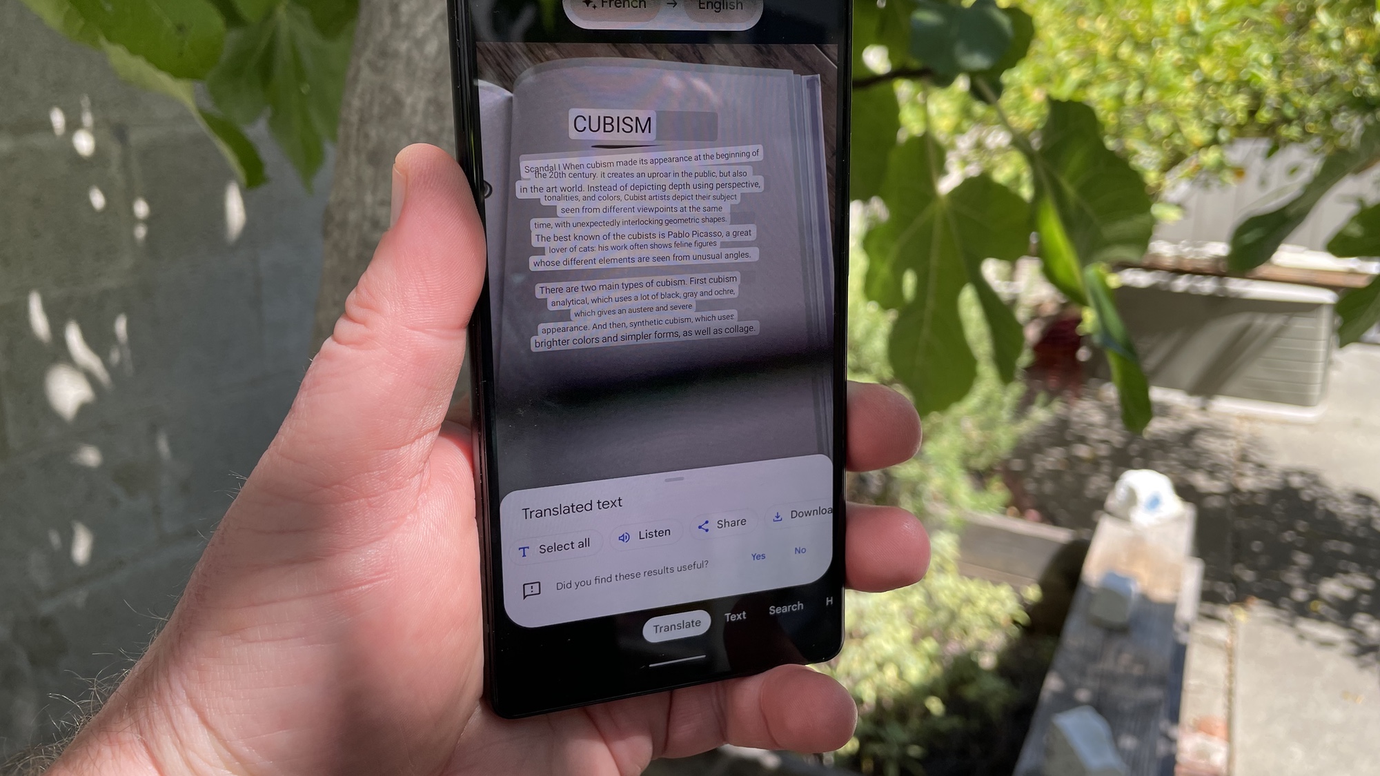 نص مترجم بواسطة Google Lens