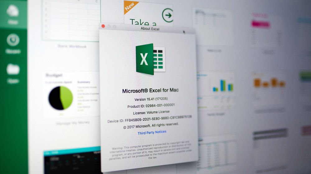 Скриншот программы Microsoft Excel, запущенной на компьютере Mac.