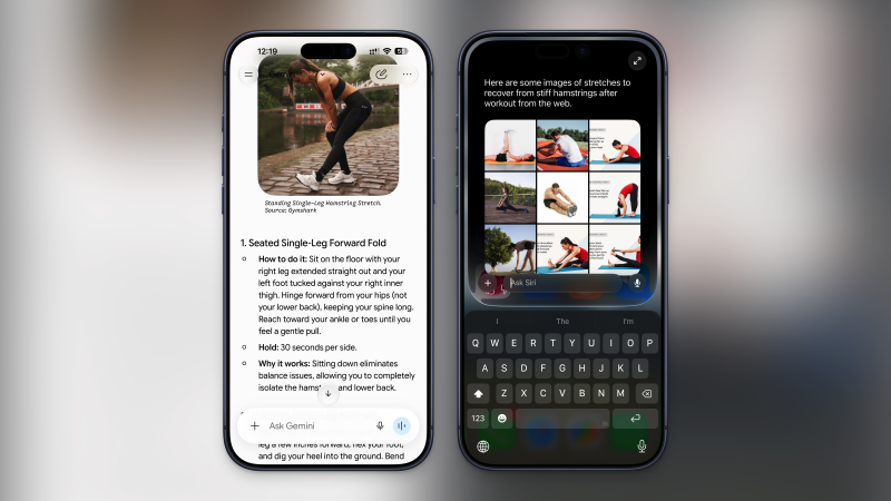 سؤال عن تمارين الإطالة: Gemini مقابل Siri