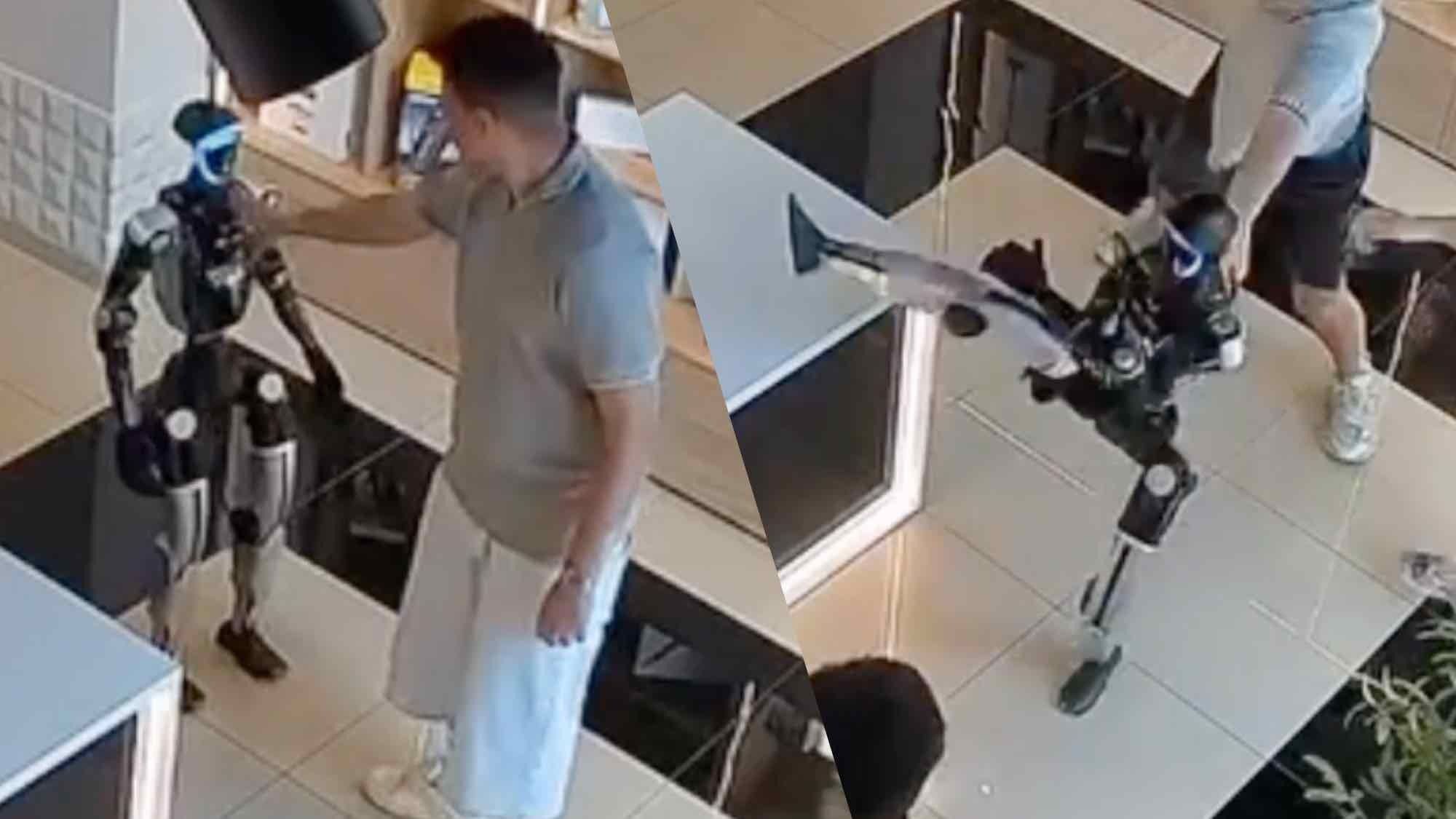 روبوت بشري يدافع عن نفسه بعد دفعه بمتجر: هل نشهد بداية الثورة؟