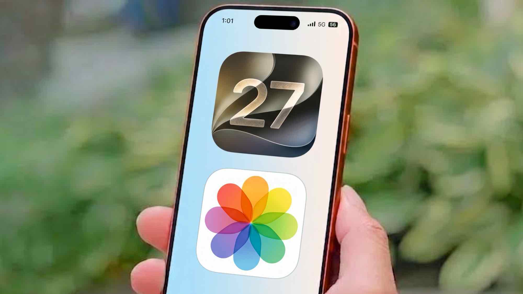 شعار iOS 27 وشعار الصور على iPhone