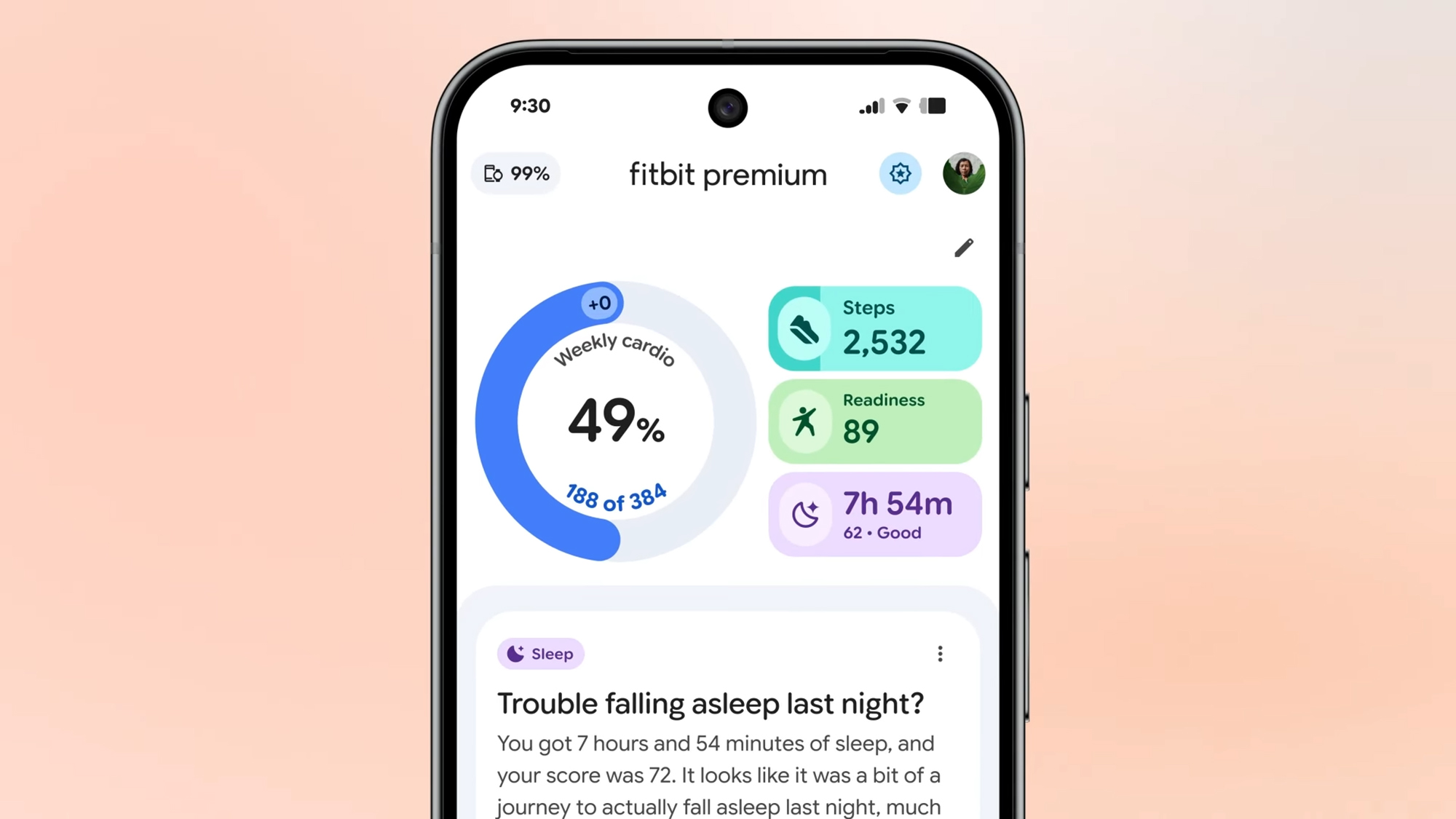 مدرب Fitbit AI داخل التطبيق