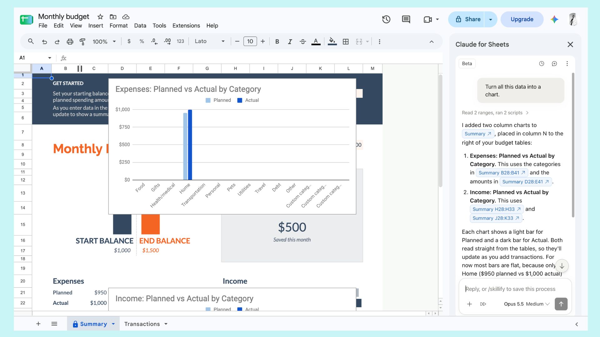 Claude في Google Sheets