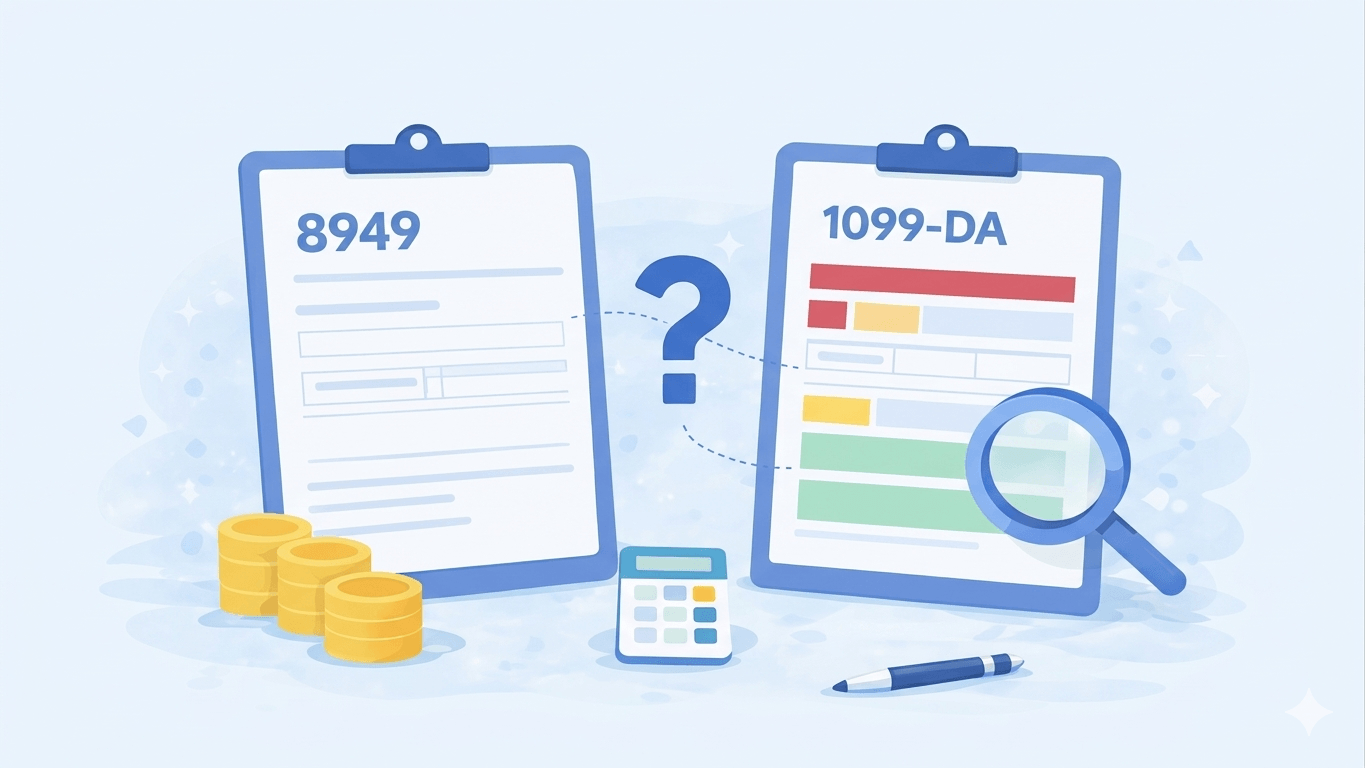 هل نموذج 1099-DA ونموذج 8949 متطابقان؟