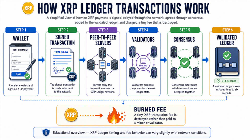 رسم بياني يوضح تدفق معاملات XRP Ledger