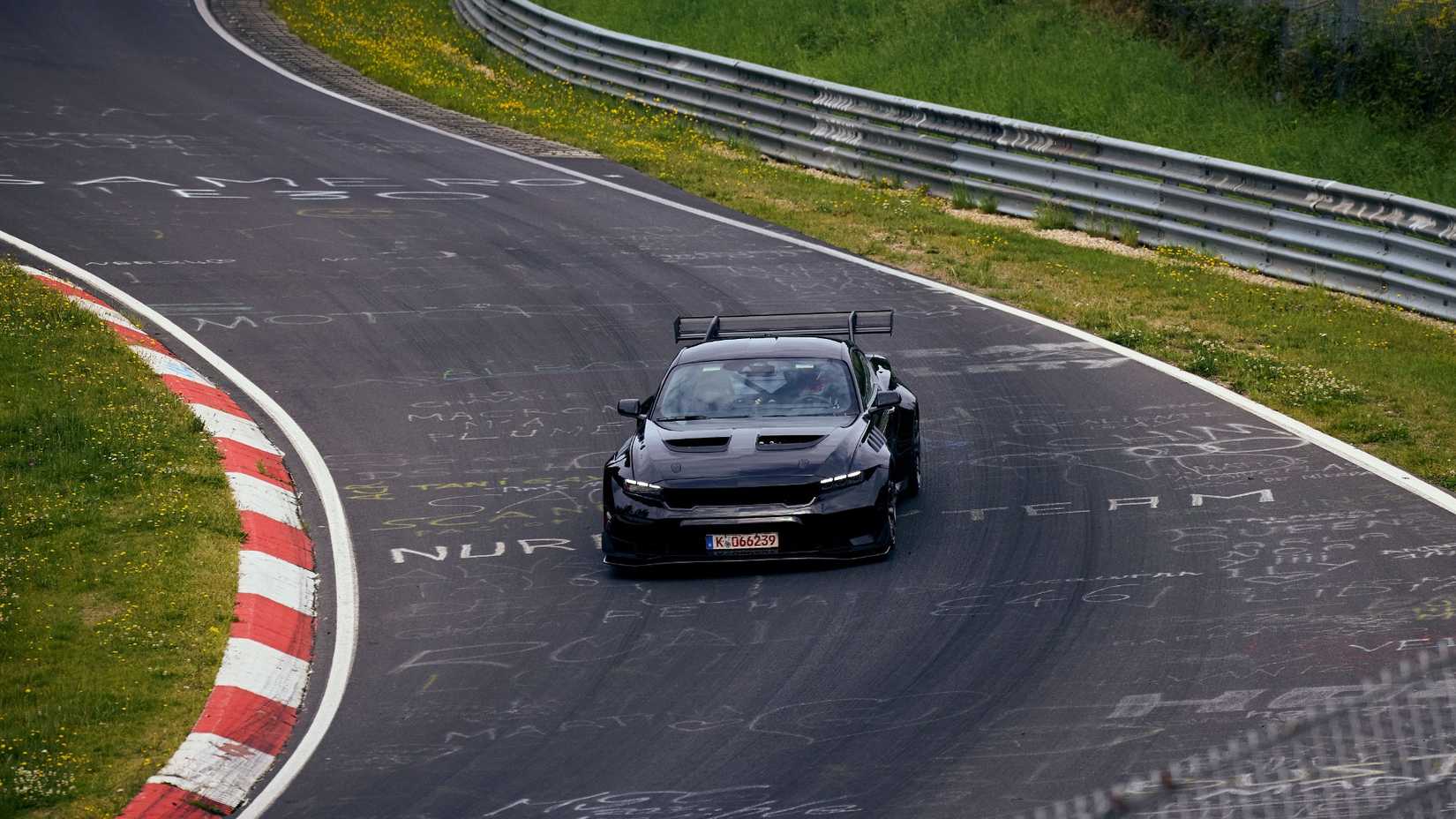 2025 Ford Mustang GTD Black Front View Nurburgring Driving