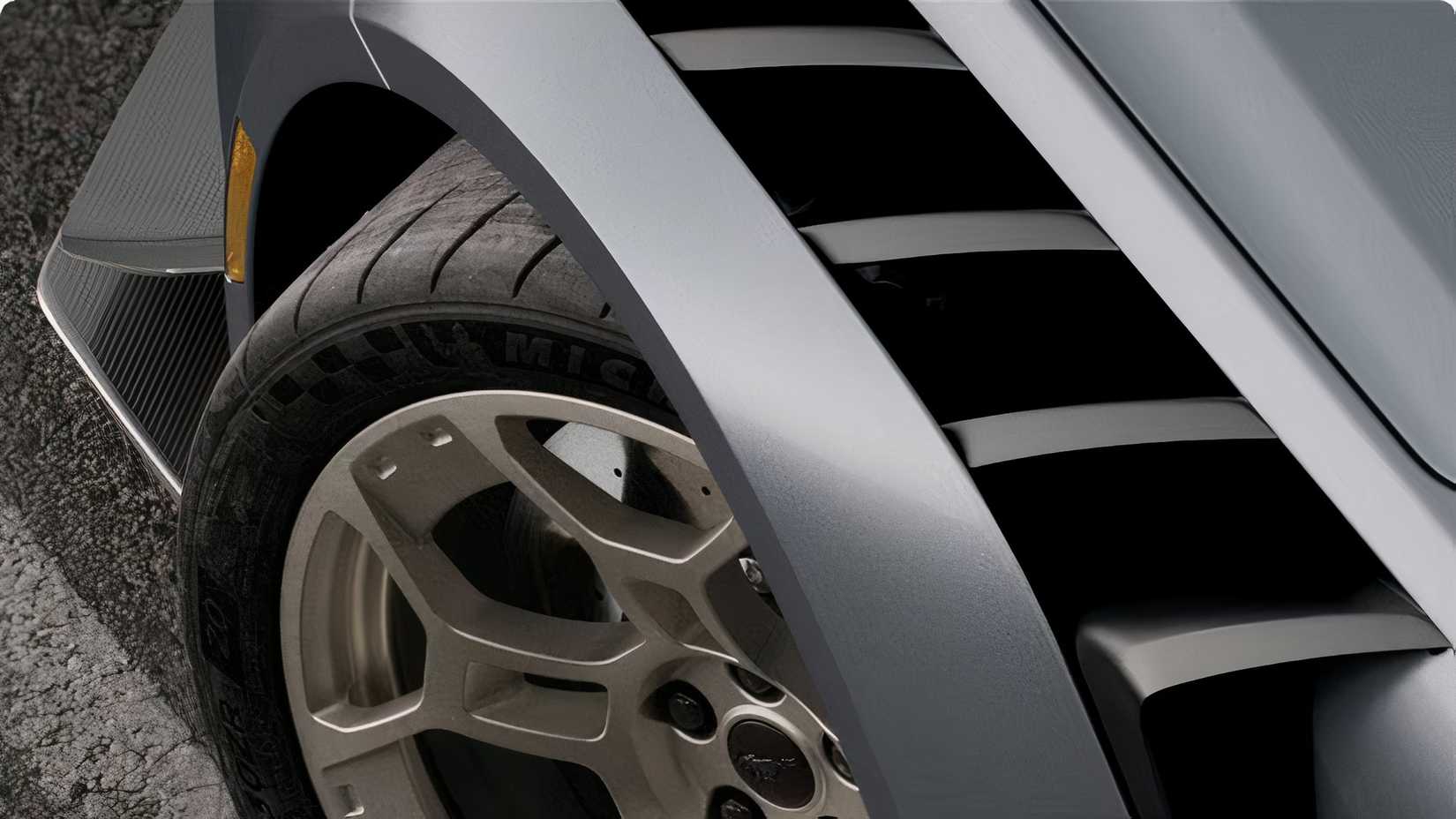 Ford Mustang GTD, closeup of front fender grille