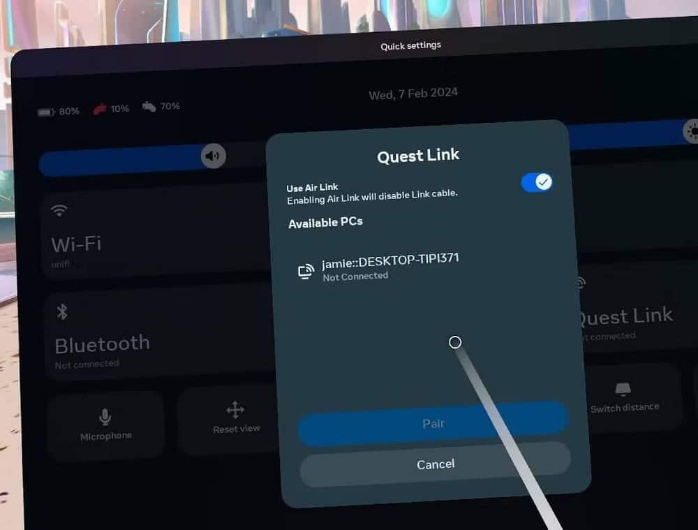 استخدام AirLink على Meta Quest 2
