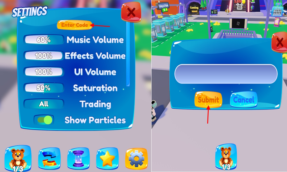 Claw Machine Simulator Codes redeem option