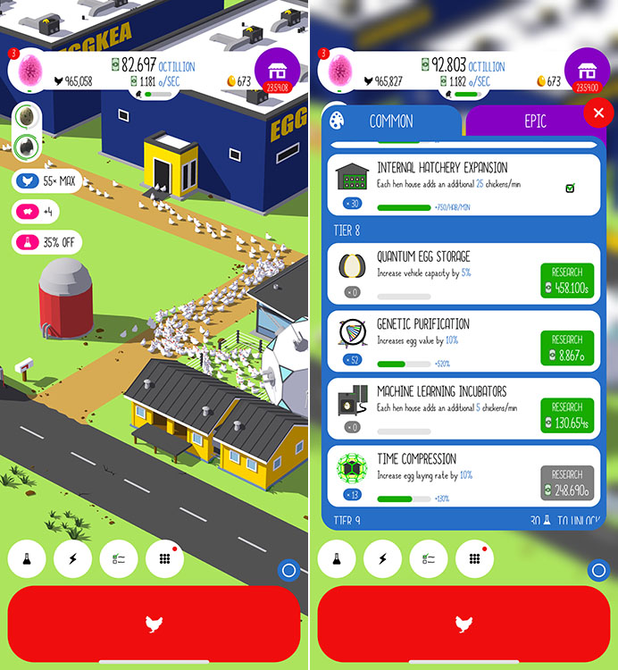 Egg Inc idle game iPhone