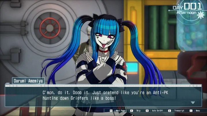 Speaking to Darumi in The Hundred Line.