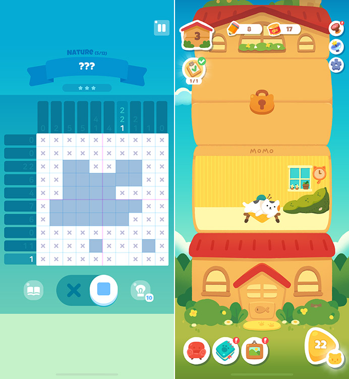 Meow Tower nonogram puzzle game for iPhone