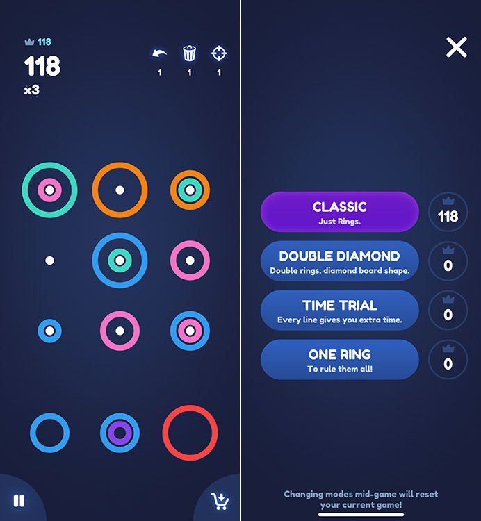 Rings puzzle game for iPhone