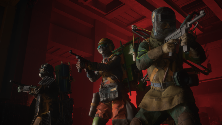 Three players pose together in FBC: Firebreak.