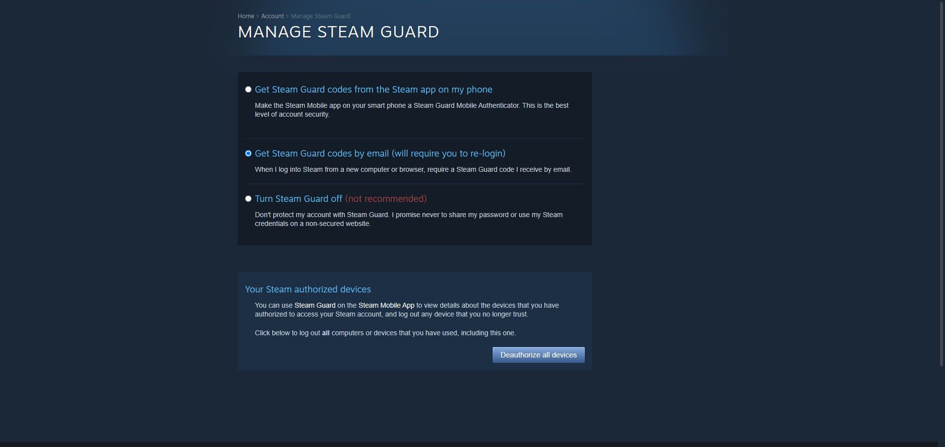 steam 2fa settings