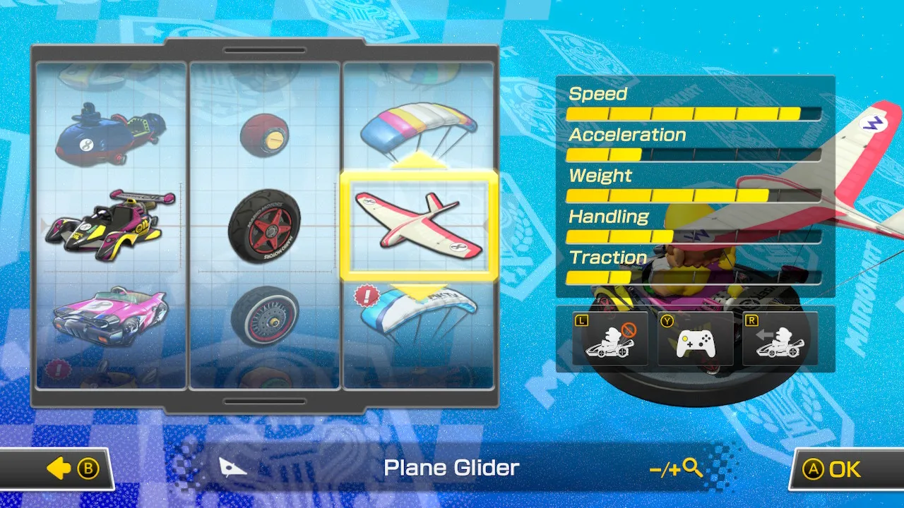 The kart editor in Mario Kart 8.