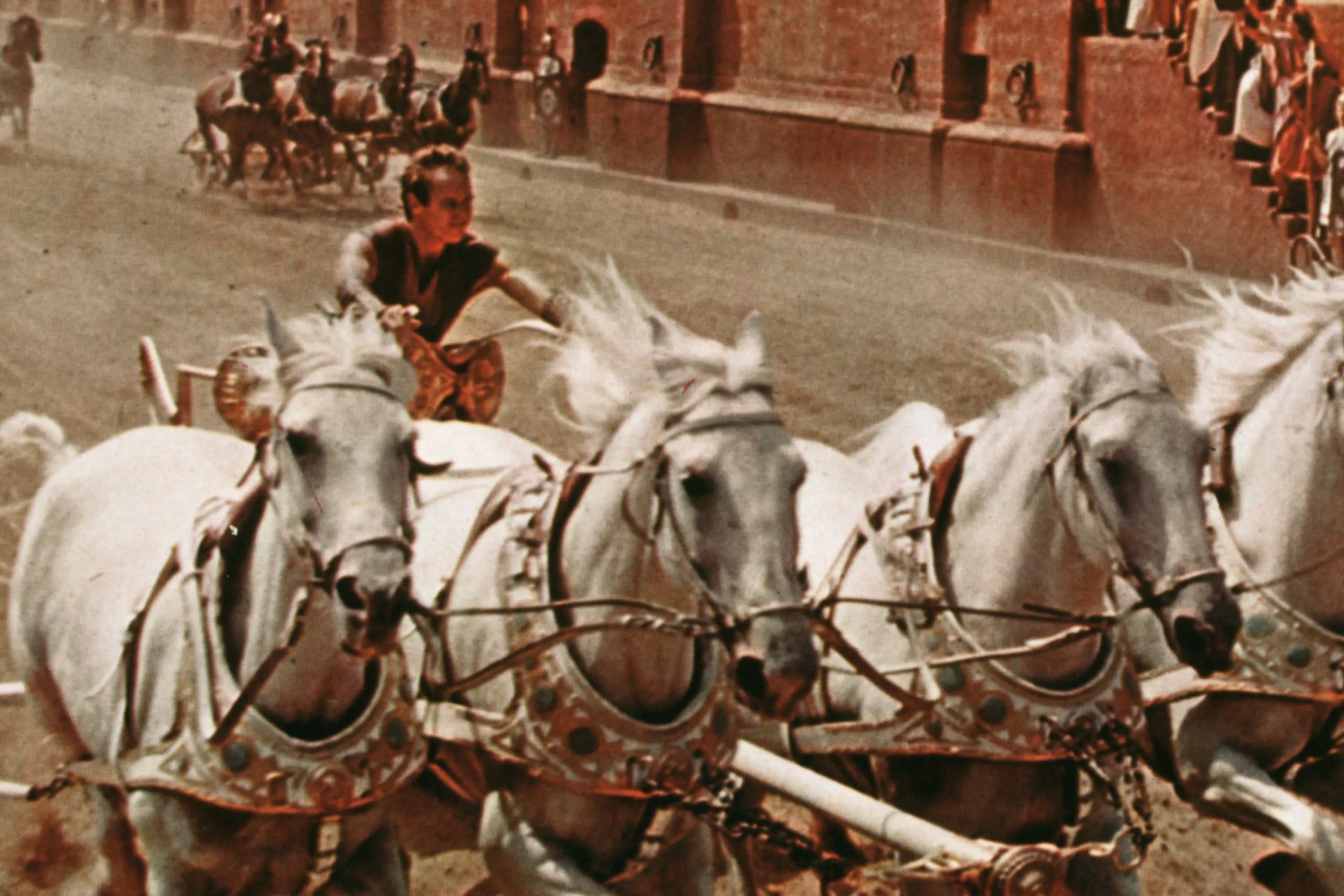 A man riding the chariot from "Ben-Hur" (1959)