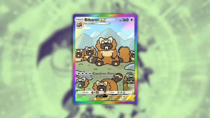 Bibarel ex special art rare in Pokémon TCG Pocket.
