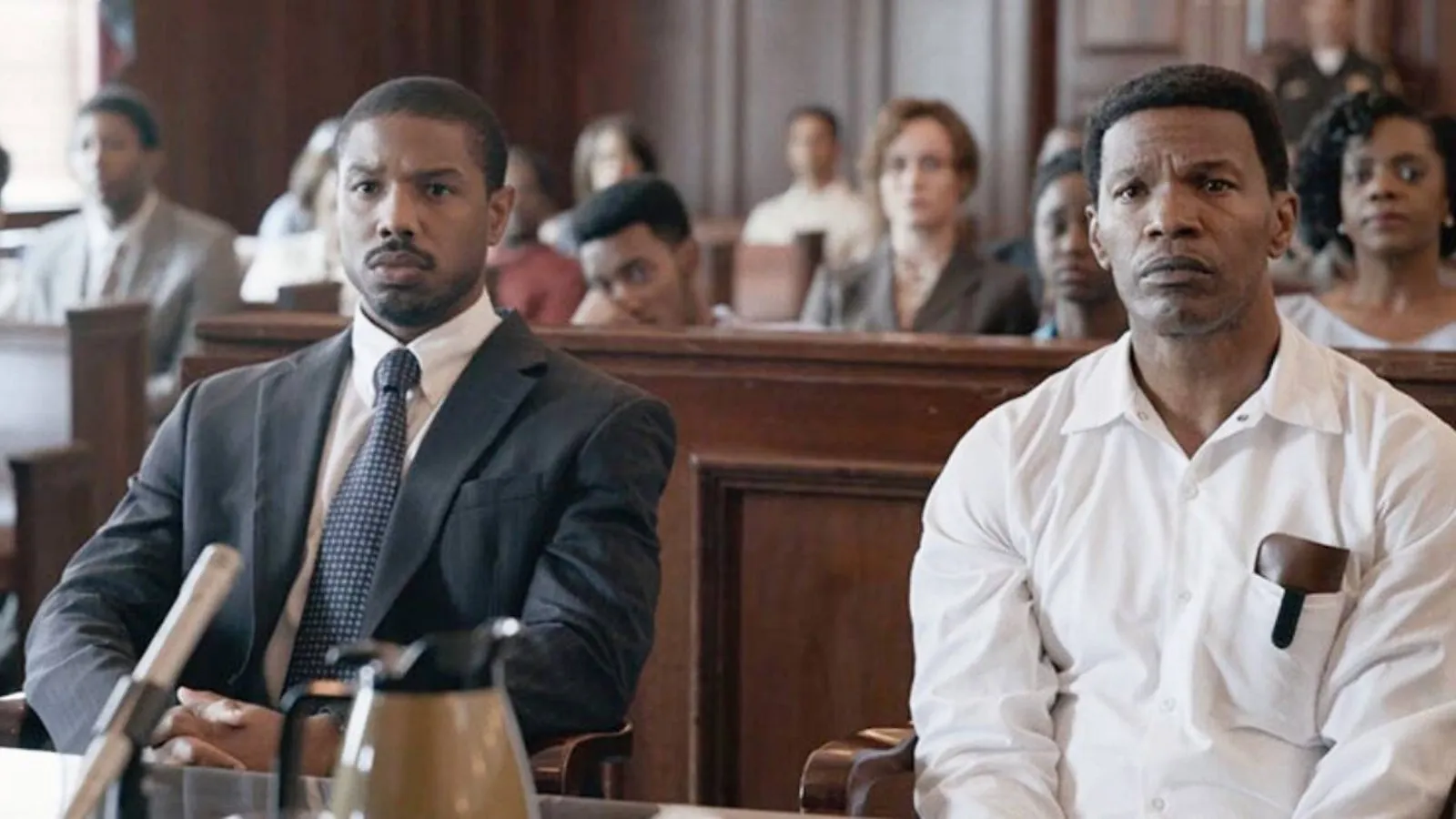 Michael B. Jordan and Jamie Foxx in Just Mercy