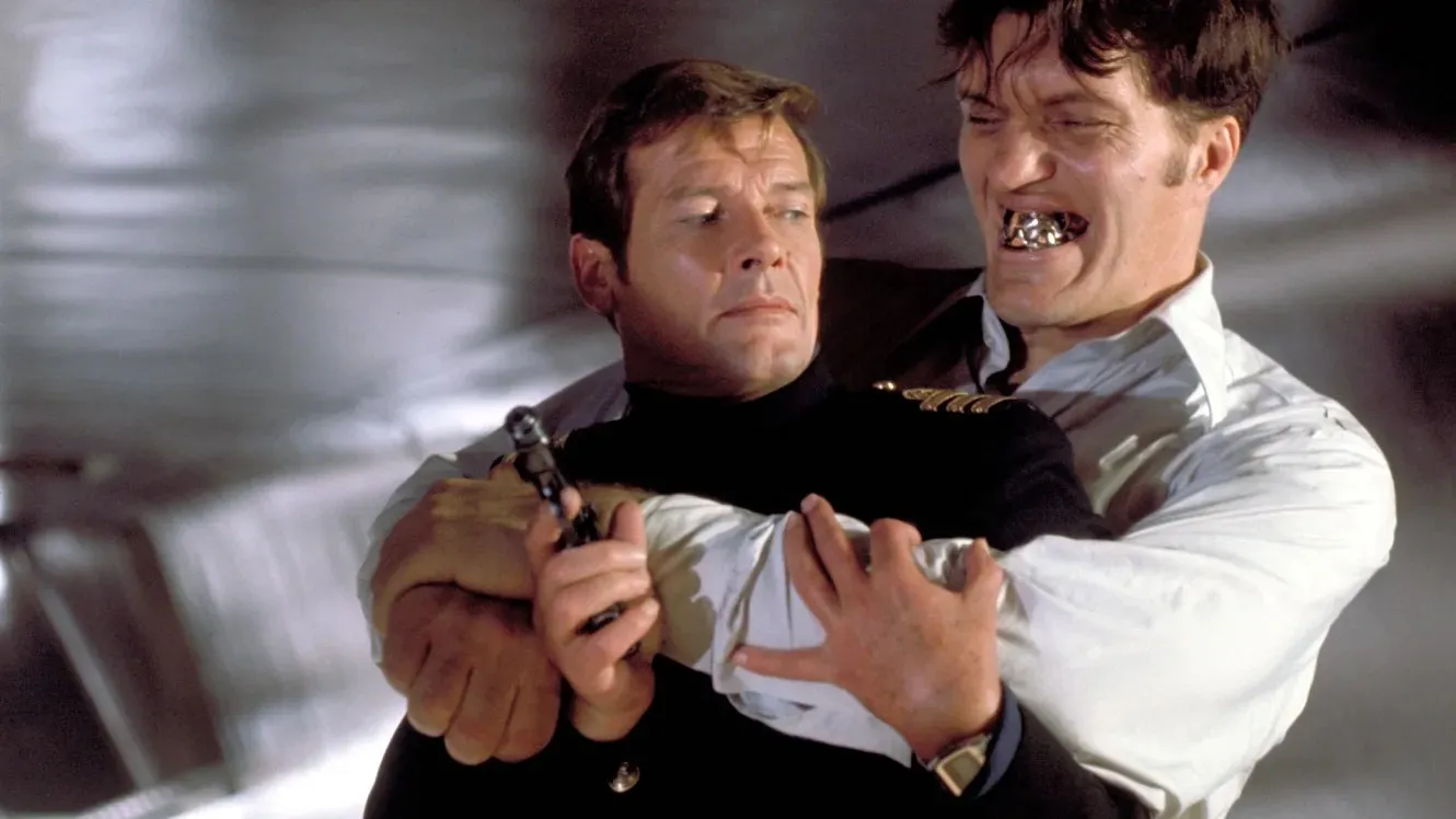 James Bond battles Jaws the henchmen in "The Spy Who Loved Me."
