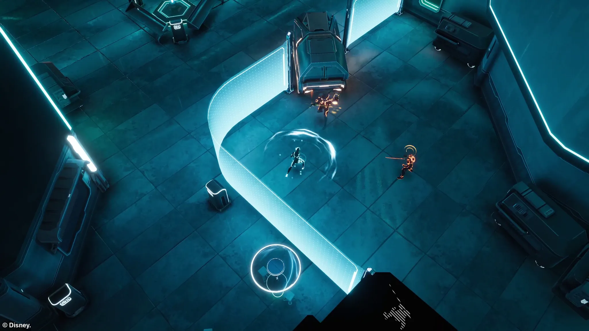 Exo fights enemies in Tron Catalyst.