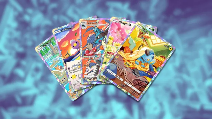 Bidoof, Drifloon, Lucario, Shaymin, and Shinx in Pokemon TCG Pocket.