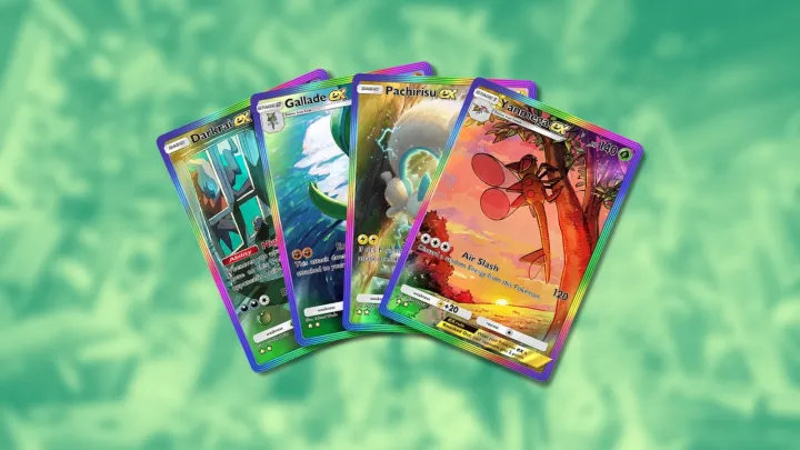 Darkrai ex, Gallade ex, Pachirisu ex, Yanmega ex in Pokemon TCG Pocket.