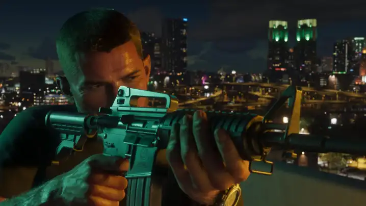 Jason holds a gun in Grand Theft Auto 6.