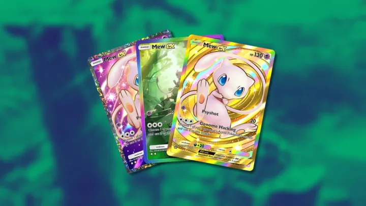 Three Mew ex cards in Pokemon TCG Pocket.