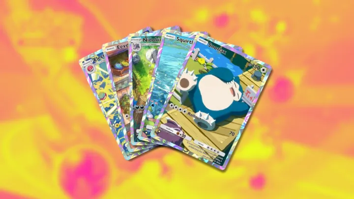 Electrode, Eevee, Nidoking, Squirtle, and Snorlax illustration cards in Pokémon TCG Pocket.