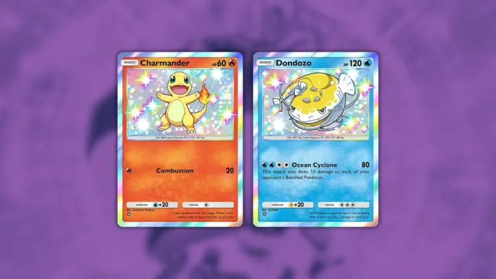 Shiny Charmander and Dondozo in Pokémon TCG Pocket.