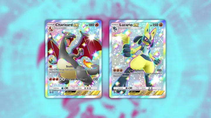 Shiny Charizard and Lucario in Pokémon TCG Pocket.