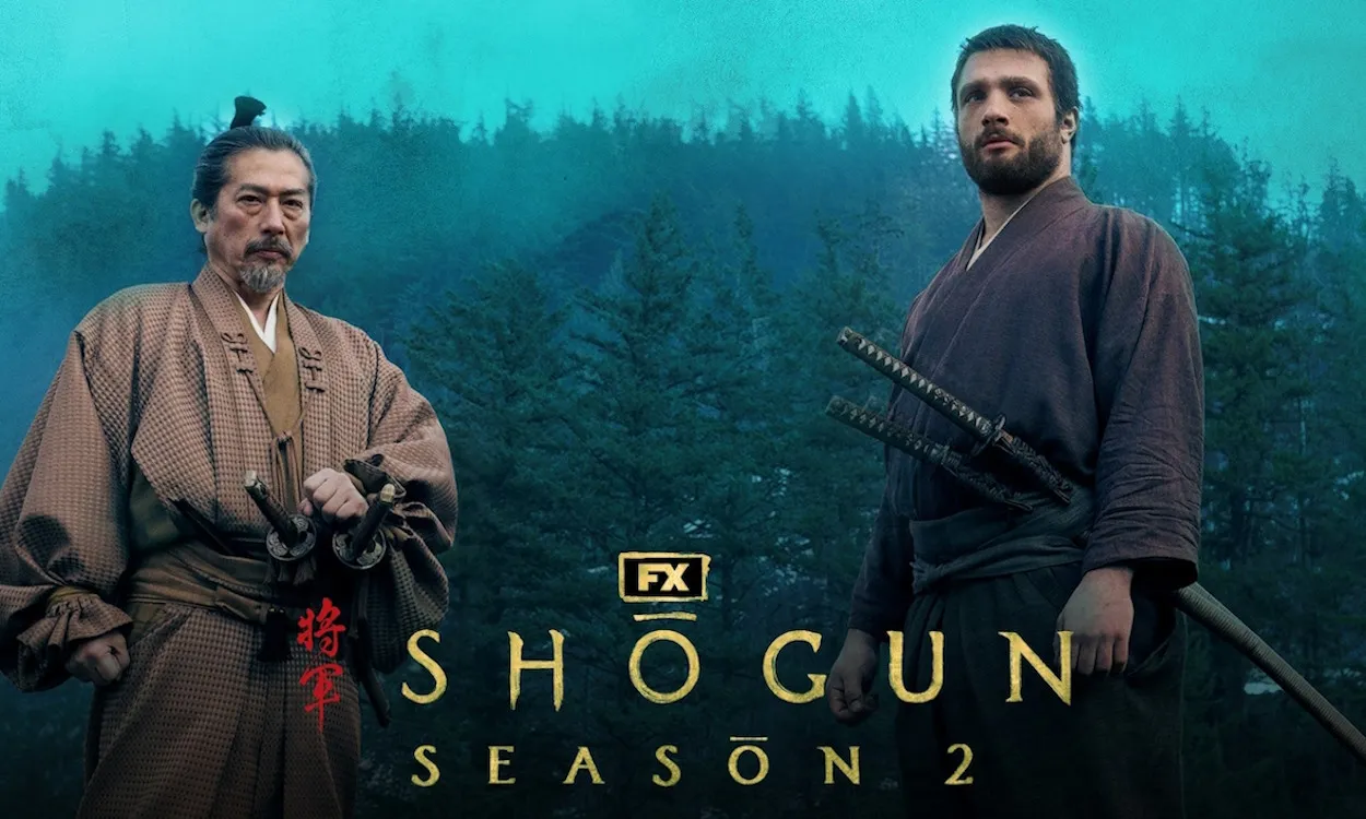 shogun season 2 poster featuring Toranaga and Blackthorne