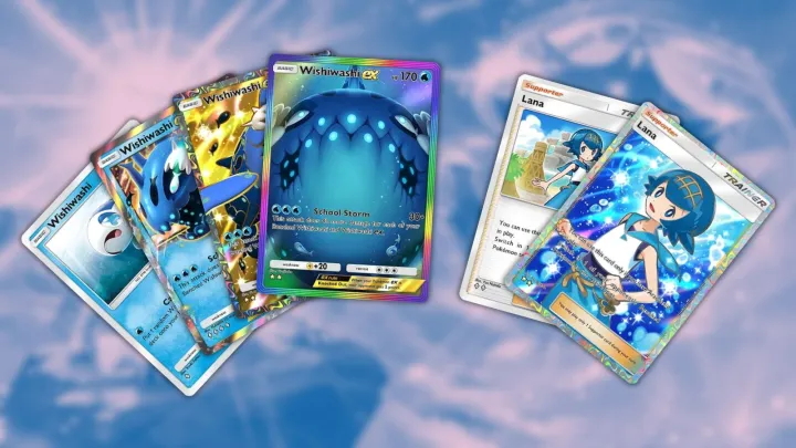 Wishiwashi and 1's School cards in Pokémon TCG Pocket.