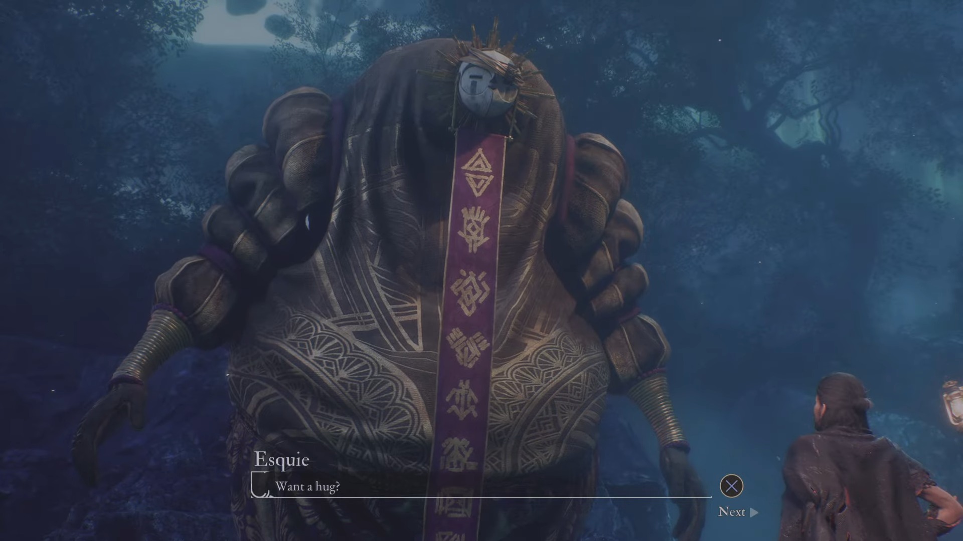 Esquie asks "Want a hug?"