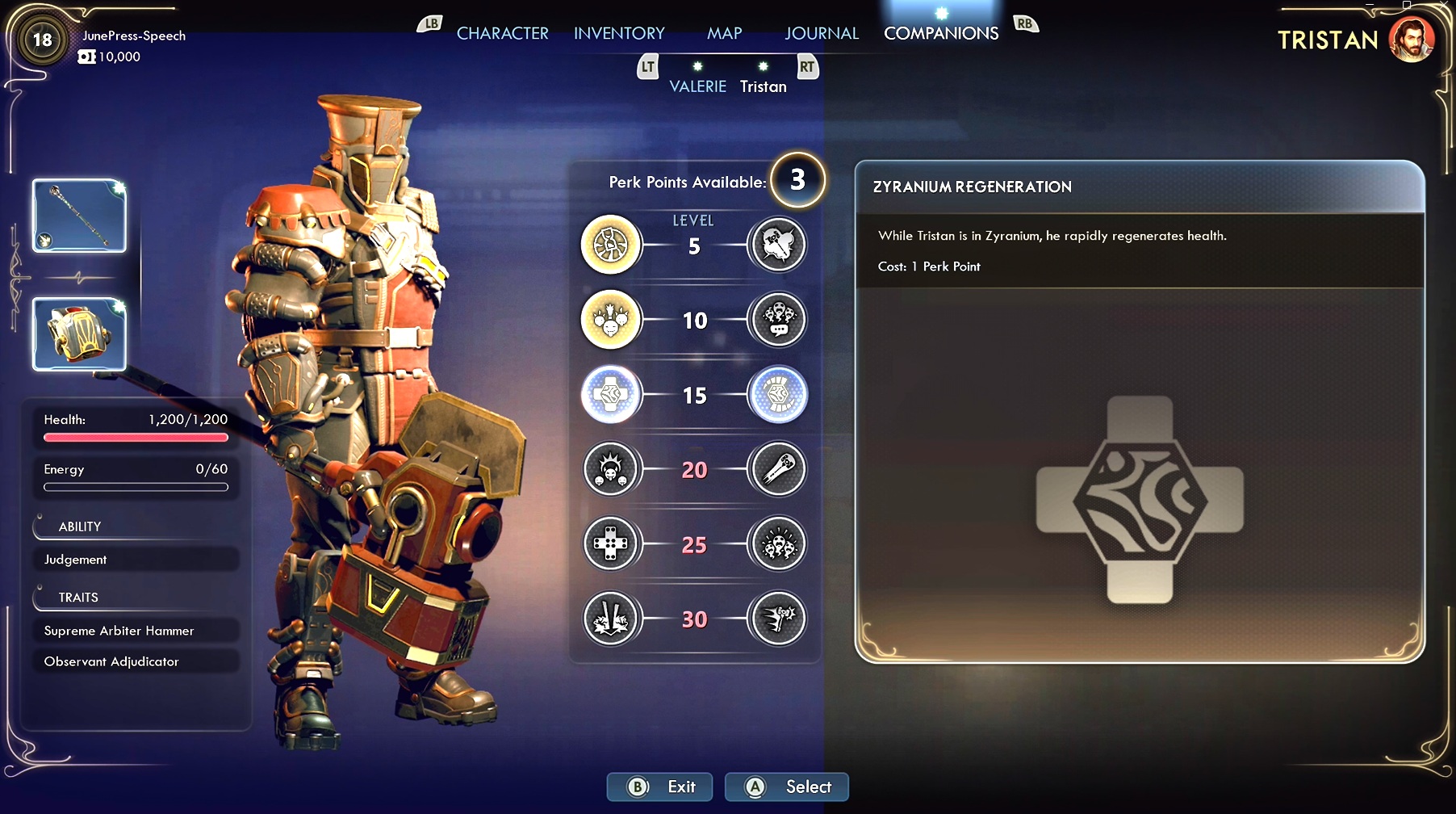 شاشة رفيق في The Outer Worlds 2