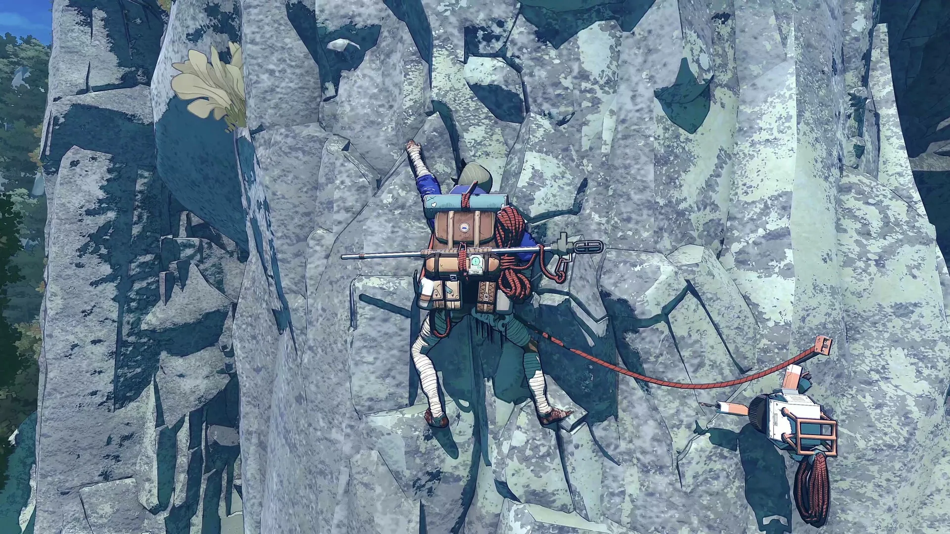 متسلق يتسلق جبلاً في لعبة Cairn.