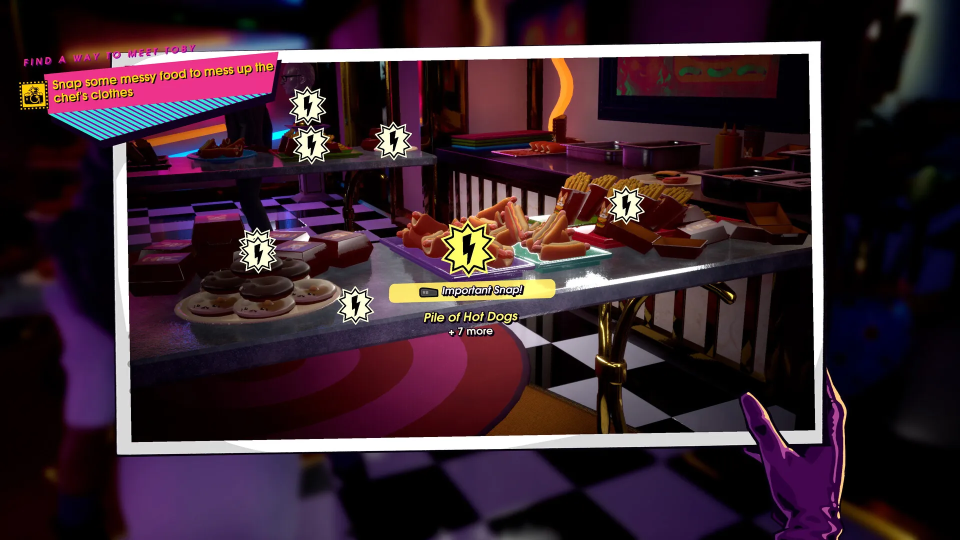 صورة تعرض طعامًا على مائدة في لعبة Snap & Grab.