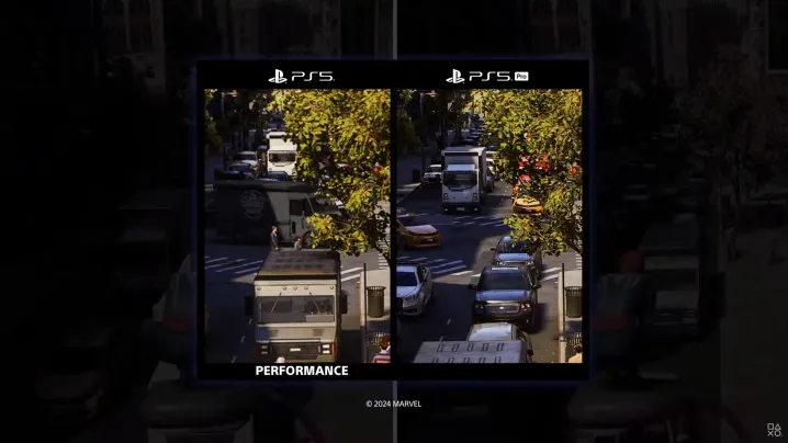 مقارنة بين تقنية PSSR في لعبة Spider-Man 2.