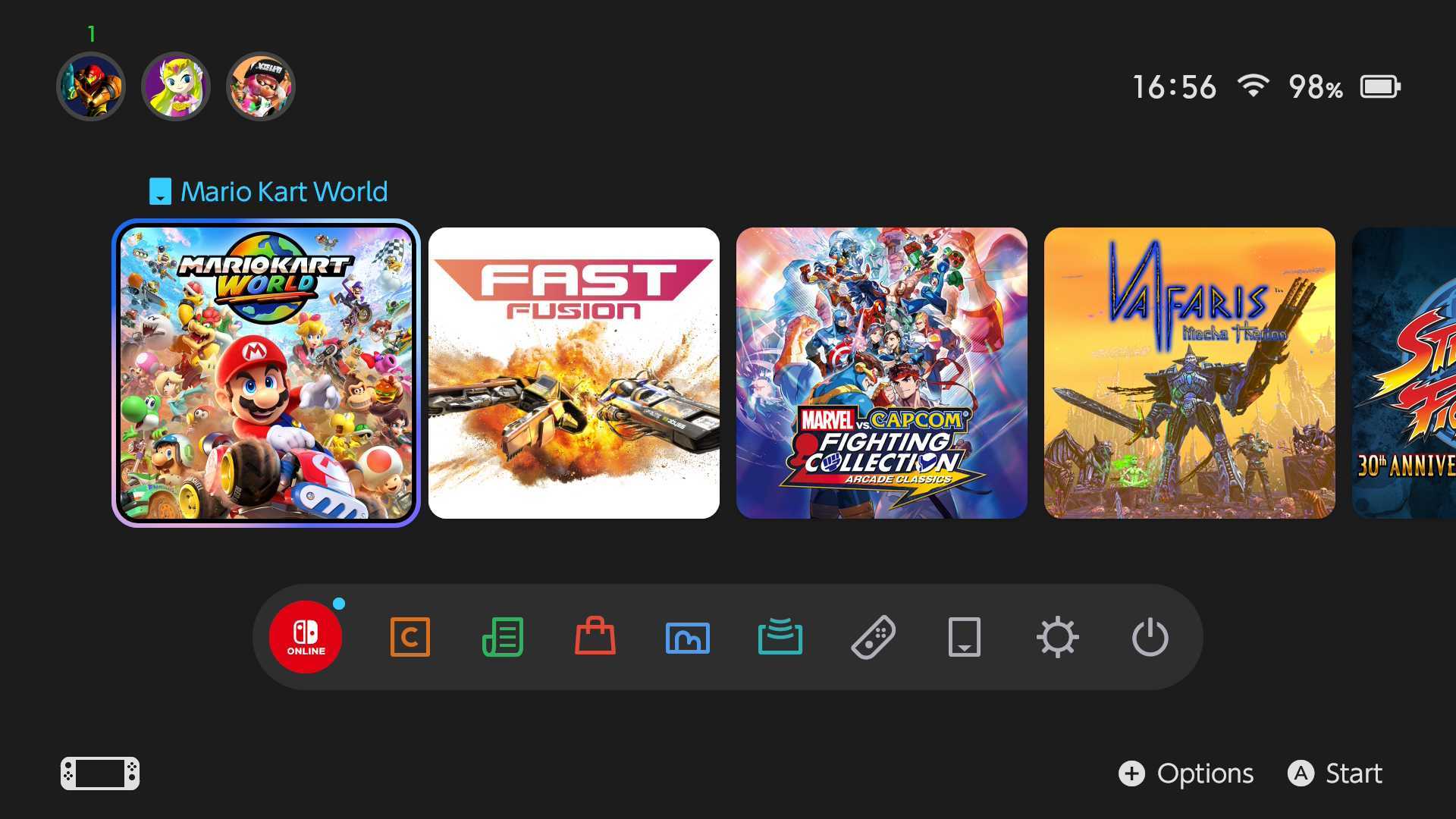 Nintendo Switch 2 UI in 'dark' theme