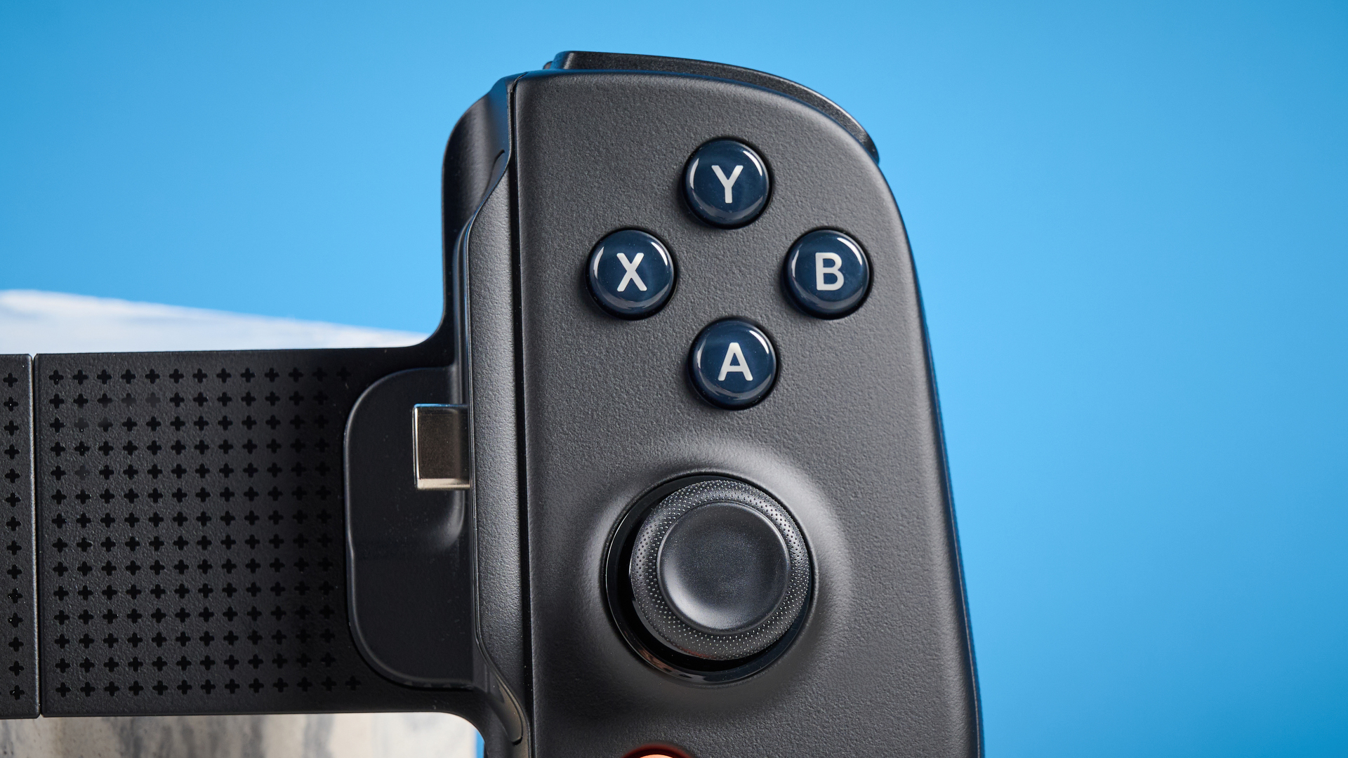 A black Backbone Pro mobile gaming controller