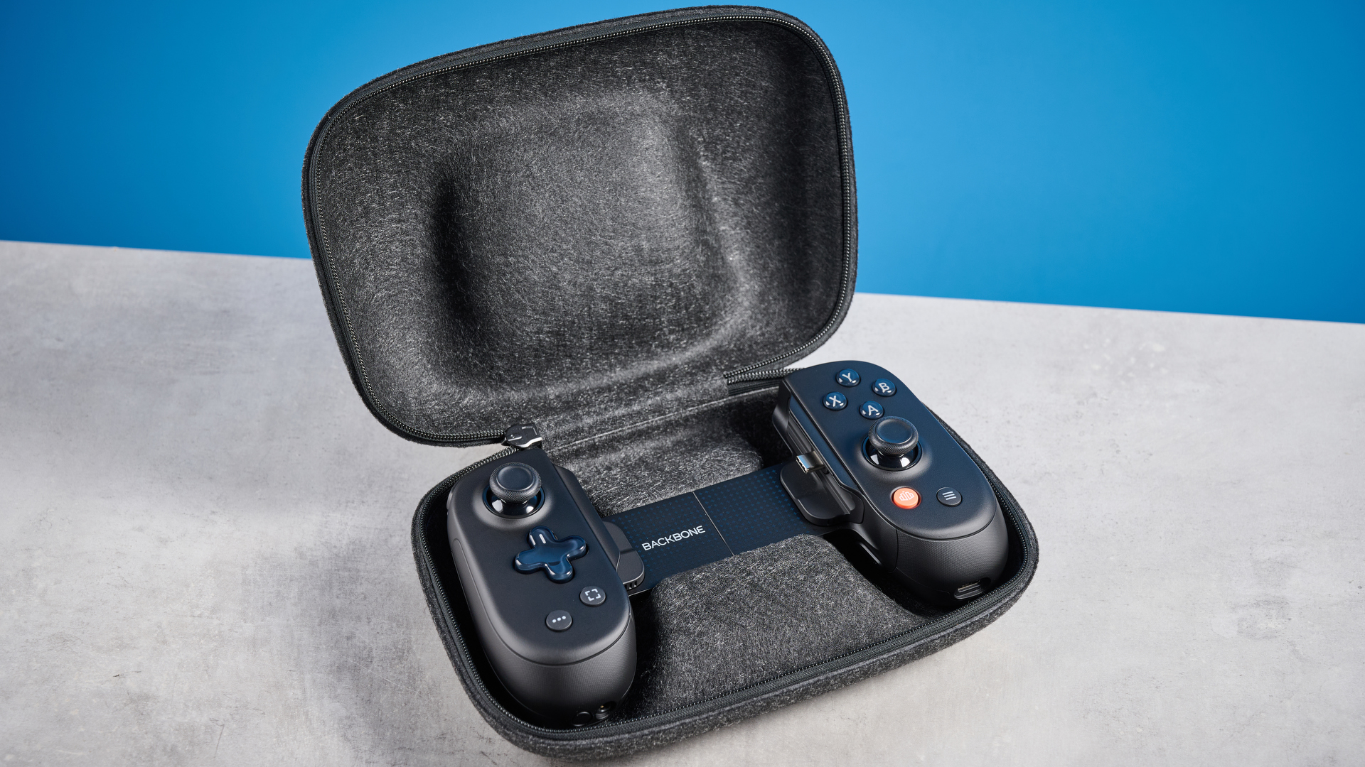 A black Backbone Pro mobile gaming controller