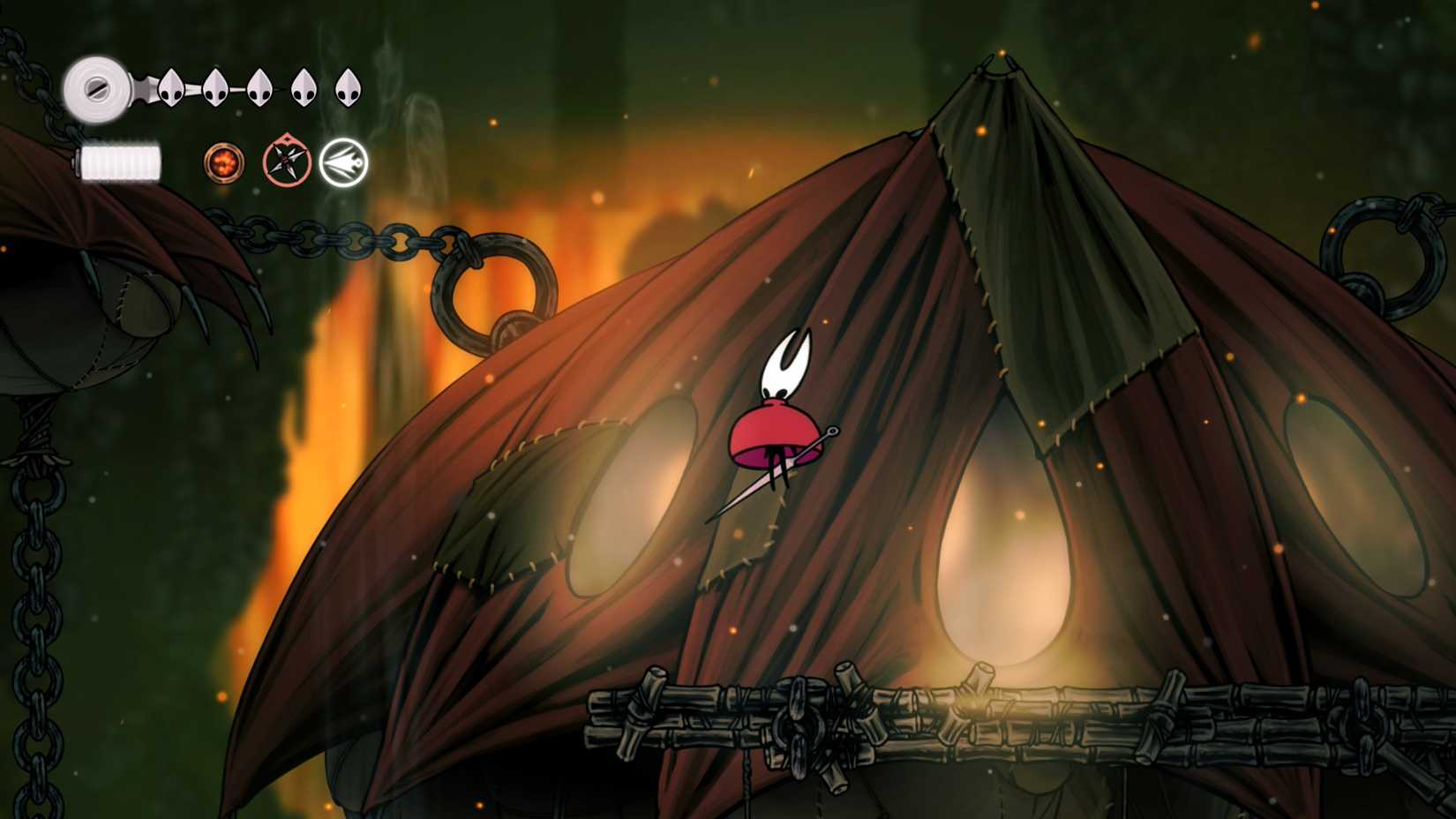 التحليق أمام كوخ في Hollow Knight Silksong